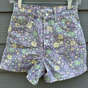 Zara floral denim shorts